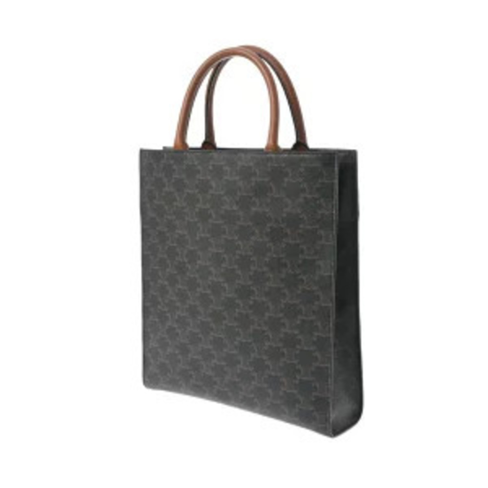Celine Vertical Cabas Tote Tan Triomphe Canvas Calfskin Handbag - Picture 2 of 9